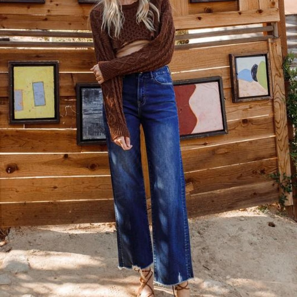 Leona Super High Rise Slim Wide Leg Jeans